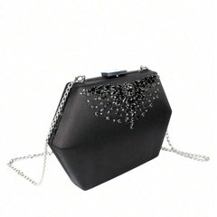 Clutch nera con strass