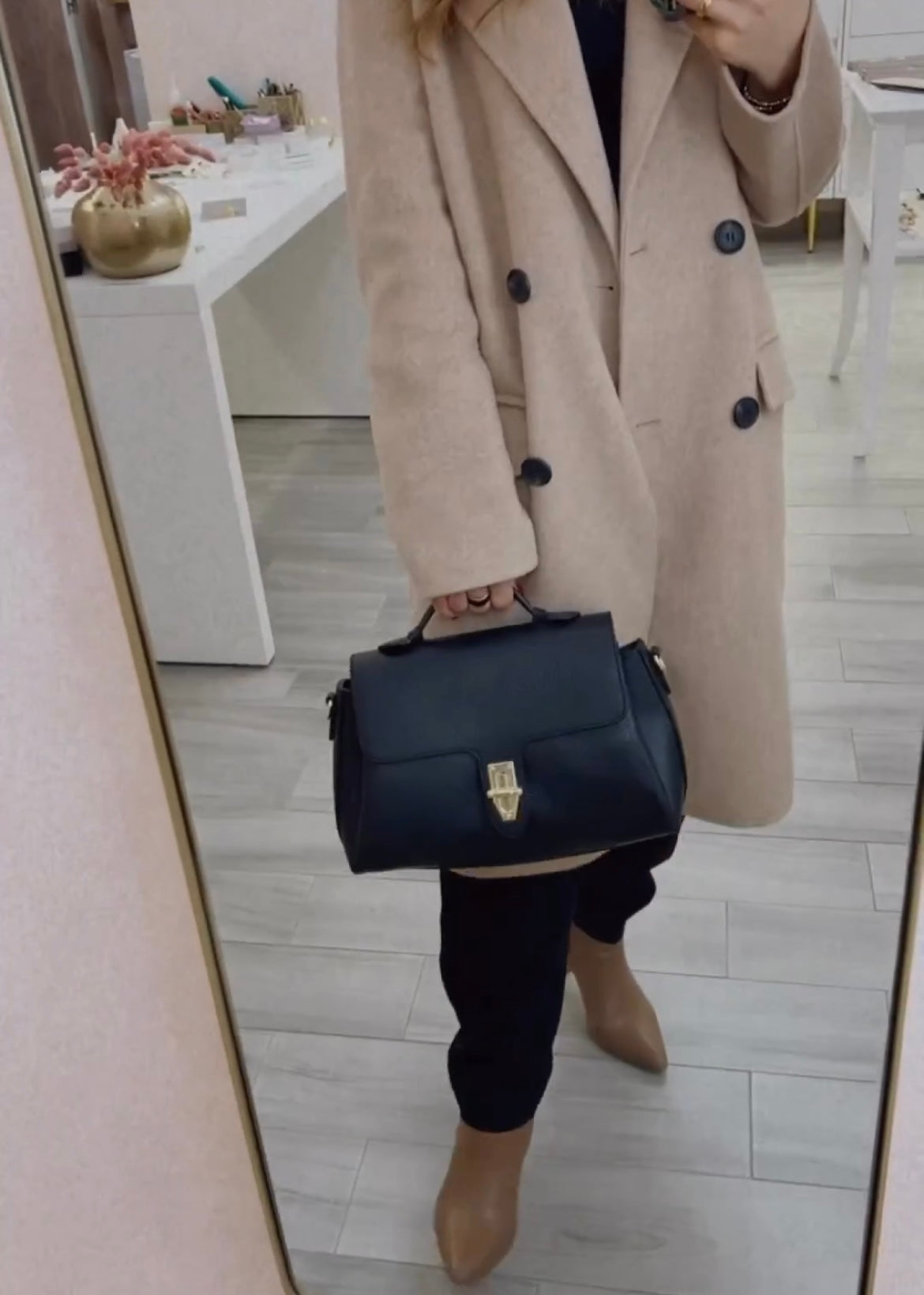 Borsa lucchetto vera pelle